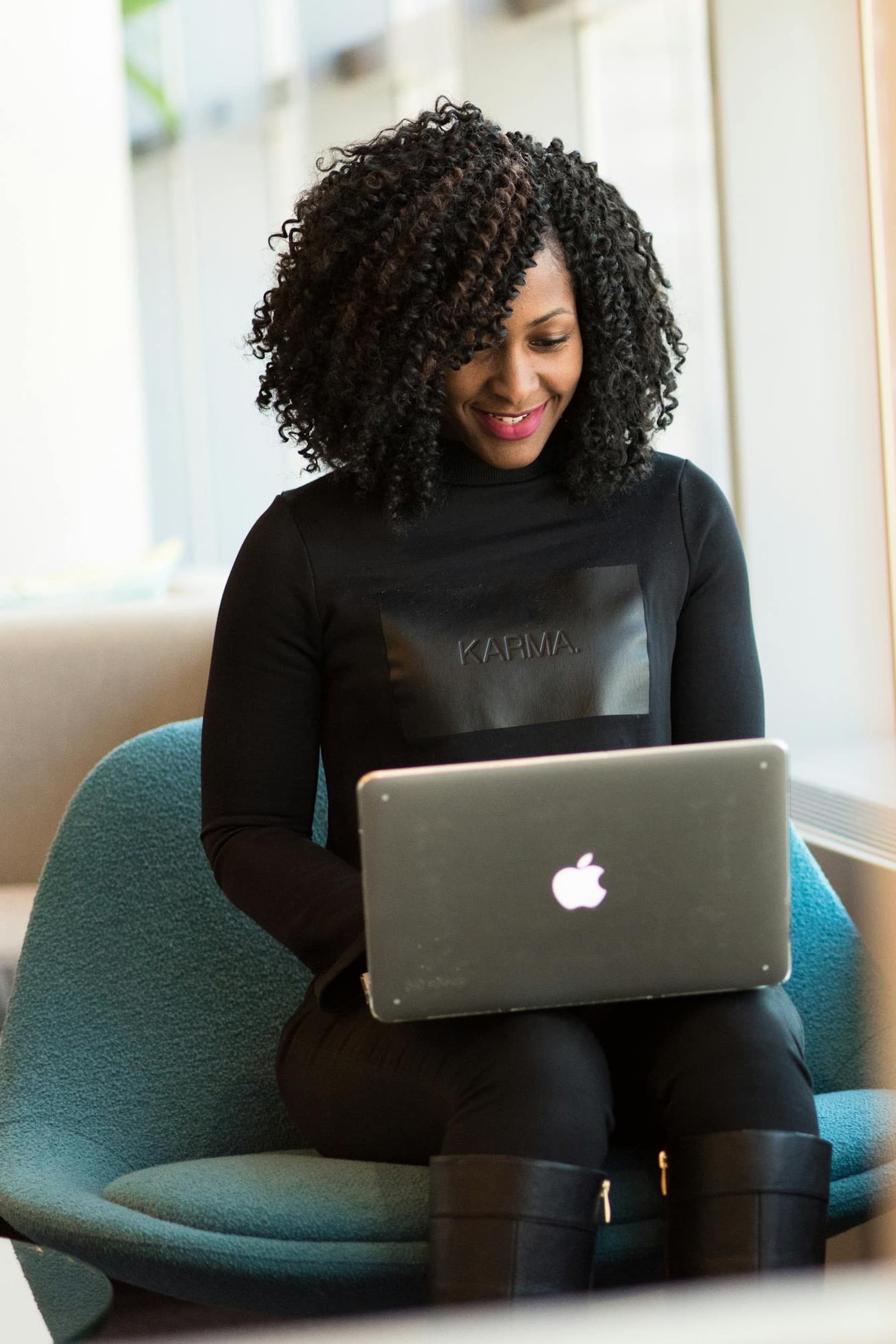 Woman working on laptop